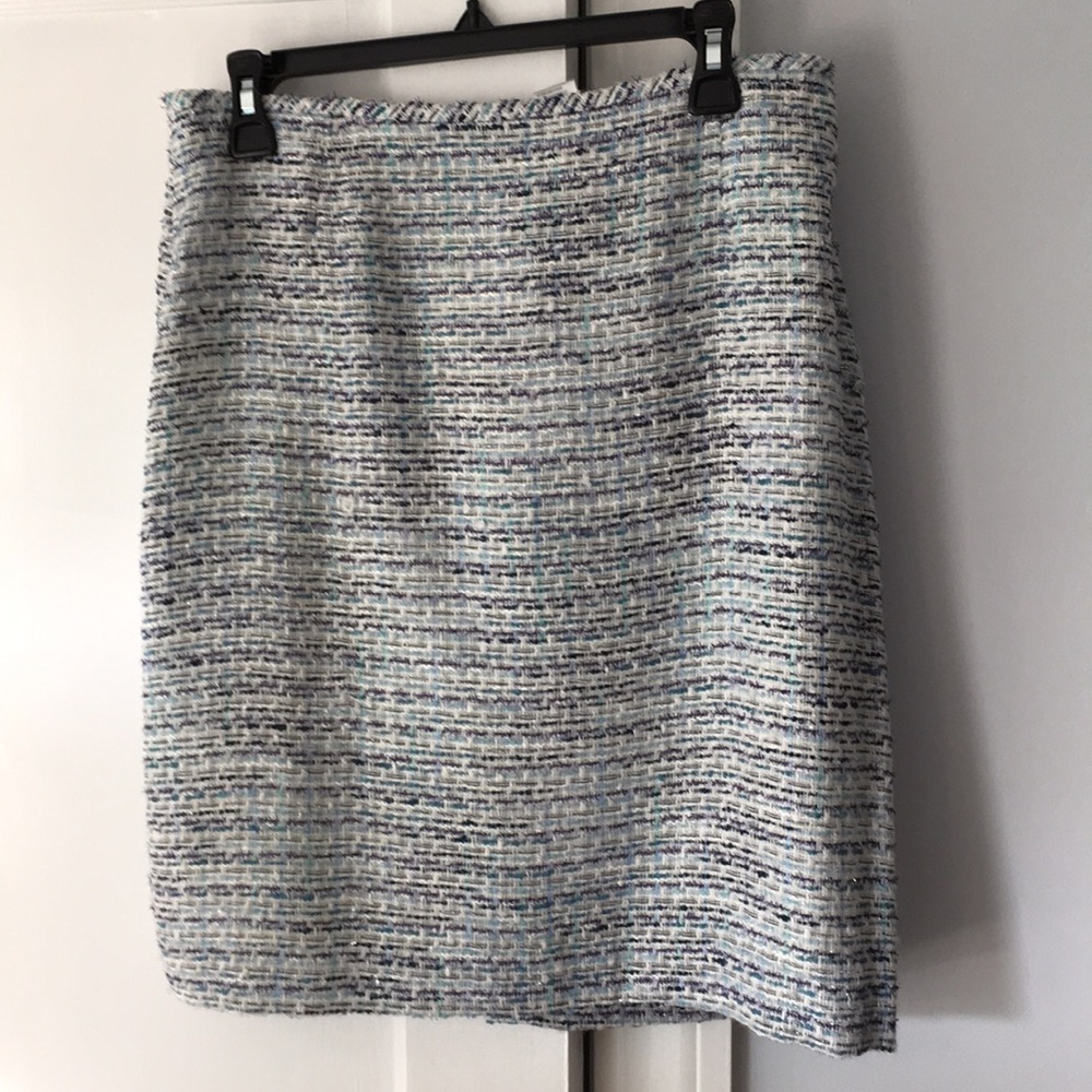 New Tahari Turquoise/Gray/Navy Skirt Sz 8Petite